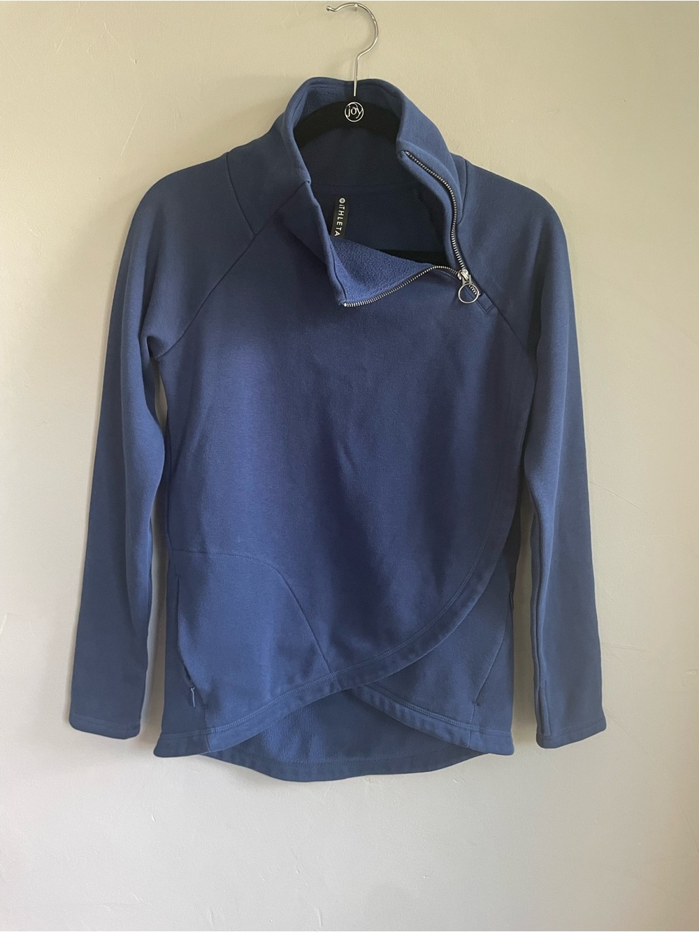Athleta Deep Blue Asymmetrical Zip Cowl Pullover Fits Like a S